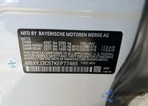 2019 BMW X2 Sdrive28I from USA, damaged, VIN WBXYJ3C57KEP77485
